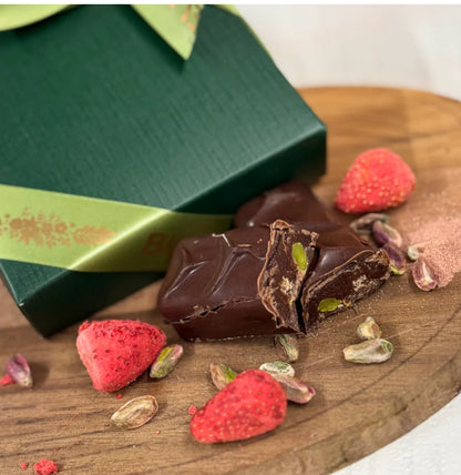 ROSE, SUPER BERRIES & PISTACHIO BAR WITH COLLAGEN — 54% DARK CHOCOLATE (BOX OF 3)